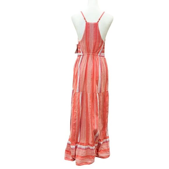 Liverpool LA Tiered Summer Maxi Dress Racerback Cotton Stripe Coral XS NWT - Picture 10 of 16